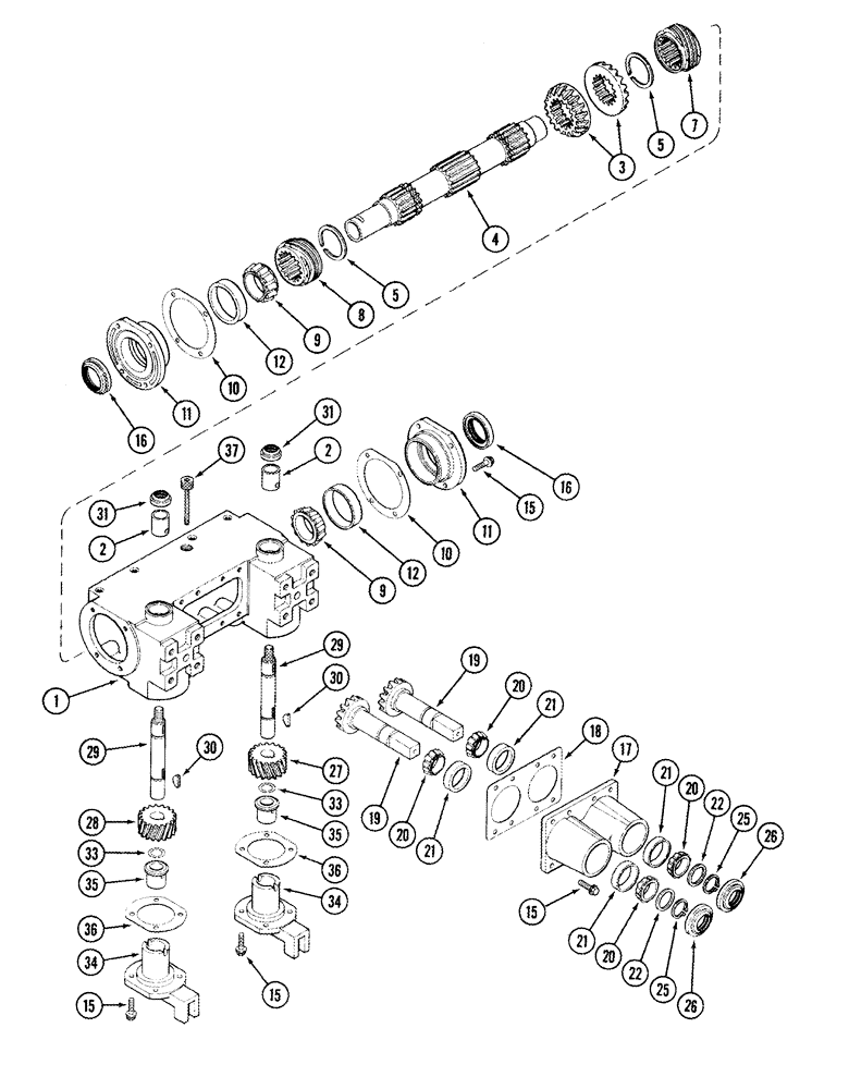 Схема запчастей Case IH 1043 - (09-19) - STALK ROLL DRIVE GEAR ASSEMBLY (09) - CHASSIS
