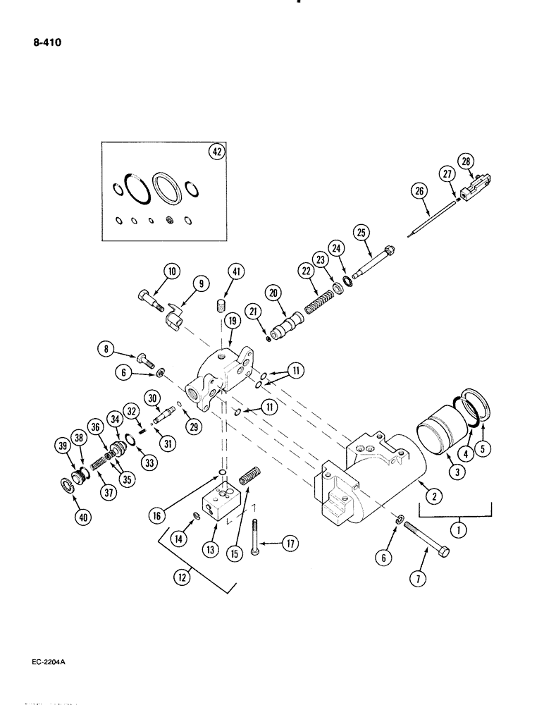 Схема запчастей Case IH 885 - (8-410) - DRAFT CONTROL CYLINDER AND VALVE (08) - HYDRAULICS