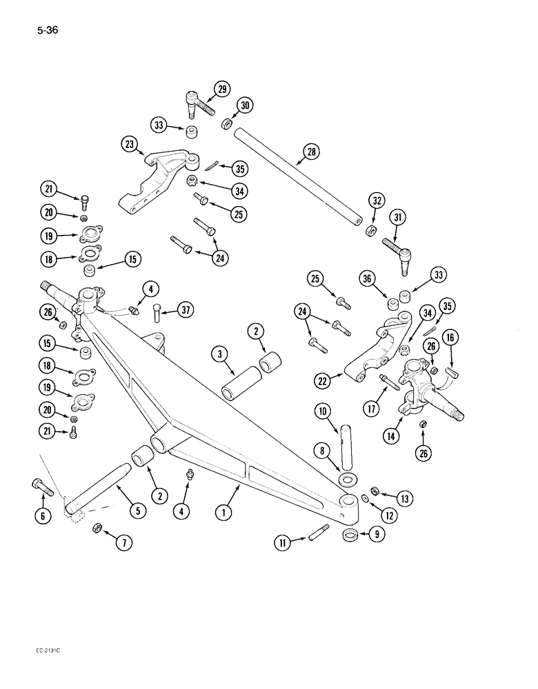 Схема запчастей Case IH 895 - (5-36) - SWEPT BACK CAST FRONT AXLE (05) - STEERING