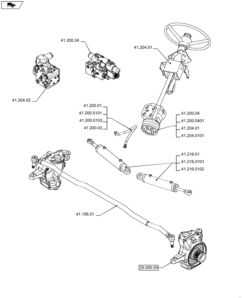 Схема запчастей Case IH PUMA 170 - (41.000.00) - PICTORIAL INDEX - STEERING (41) - STEERING