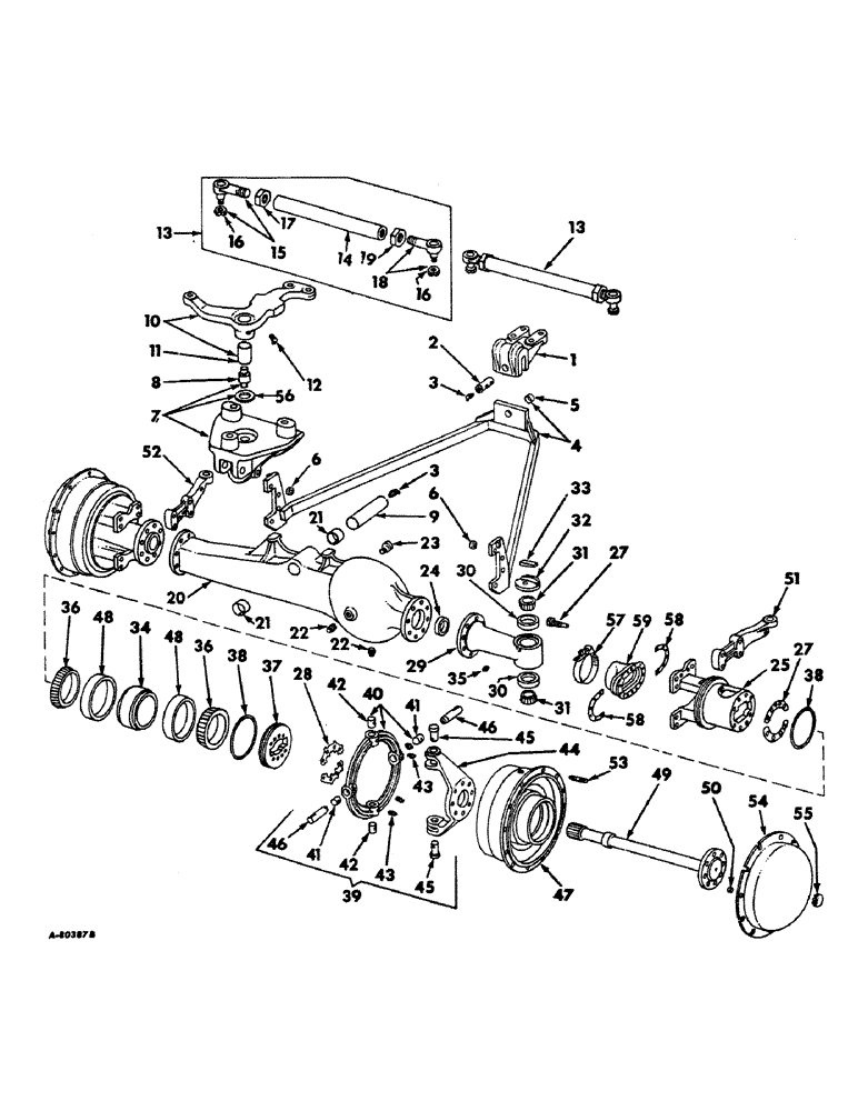 Схема запчастей Case IH 1456 - (07-19) - DRIVE TRAIN, FRONT AXLE AND CONNECTIONS, INTERNATIONAL TRACTORS WITH ALL WHEEL DRIVE (04) - Drive Train
