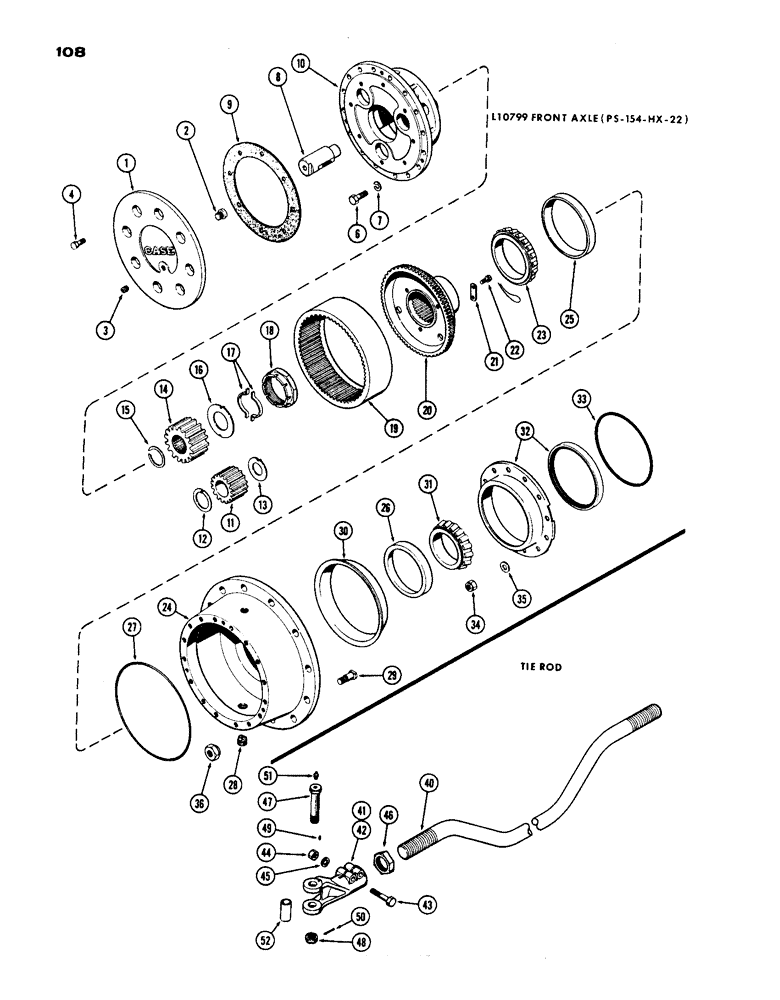 Схема запчастей Case IH 1200 - (108) - L10799 FRONT AXLE PLANETARY, 15.99 RATION WITH CARDON JOINT (06) - POWER TRAIN