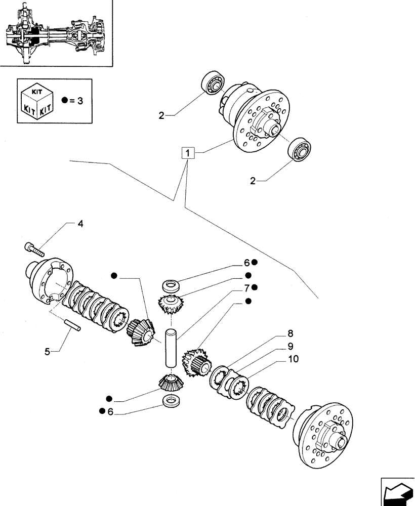 Схема запчастей Case IH JX75 - (1.40.3/07[01]) - (VAR.539) FRONT AXLE - DIFFERENTIAL LIM-SLIP (04) - FRONT AXLE & STEERING