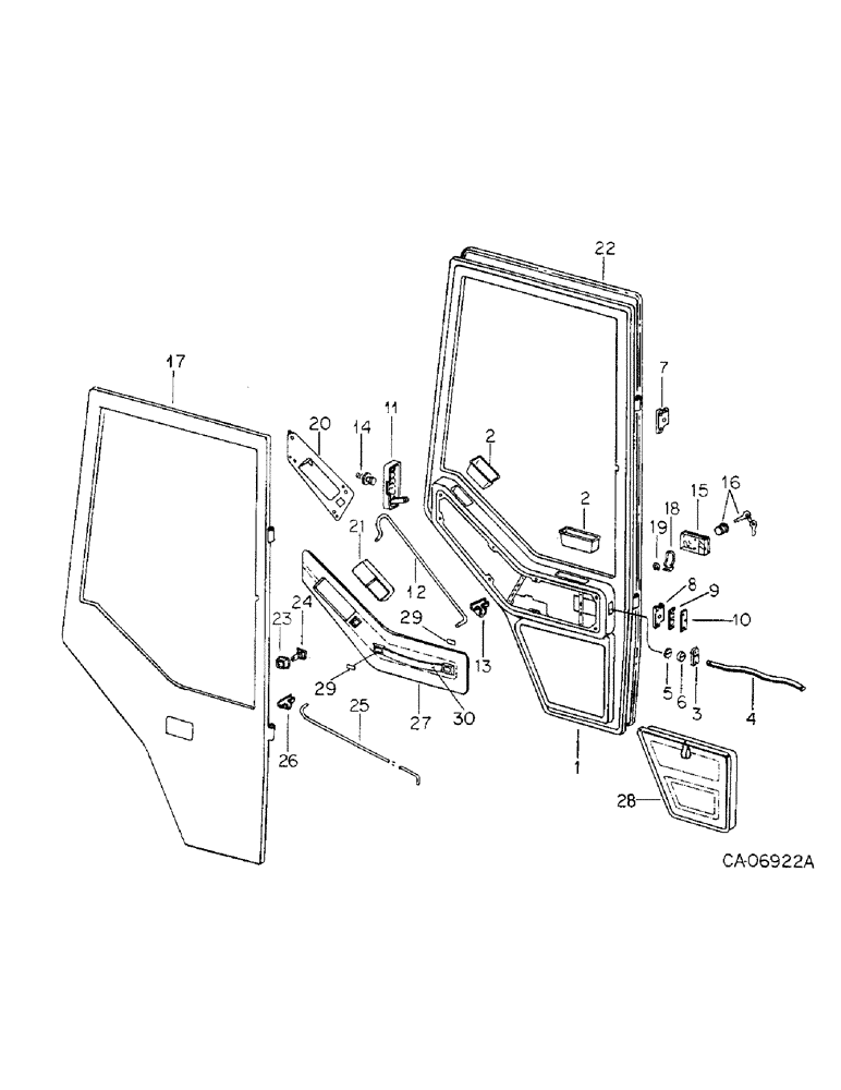 Схема запчастей Case IH 3588 - (13-25) - SUPERSTRUCTURE, DOORS, TRACTORS WITH WESTERN INTERIOR CAB, ALL CABS WITH SERIAL NO. 107806 AND BELOW (05) - SUPERSTRUCTURE