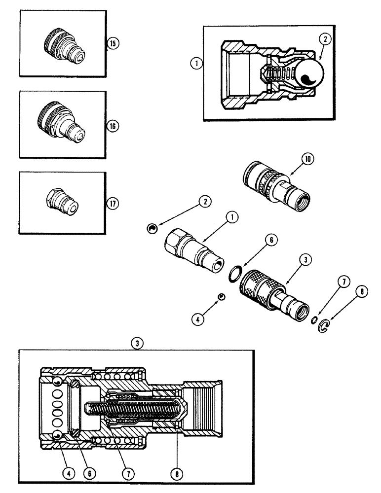 Схема запчастей Case IH 4890 - (8-312) - REMOTE HYDRAULIC BREAKAWAY COUPLINGS (08) - HYDRAULICS