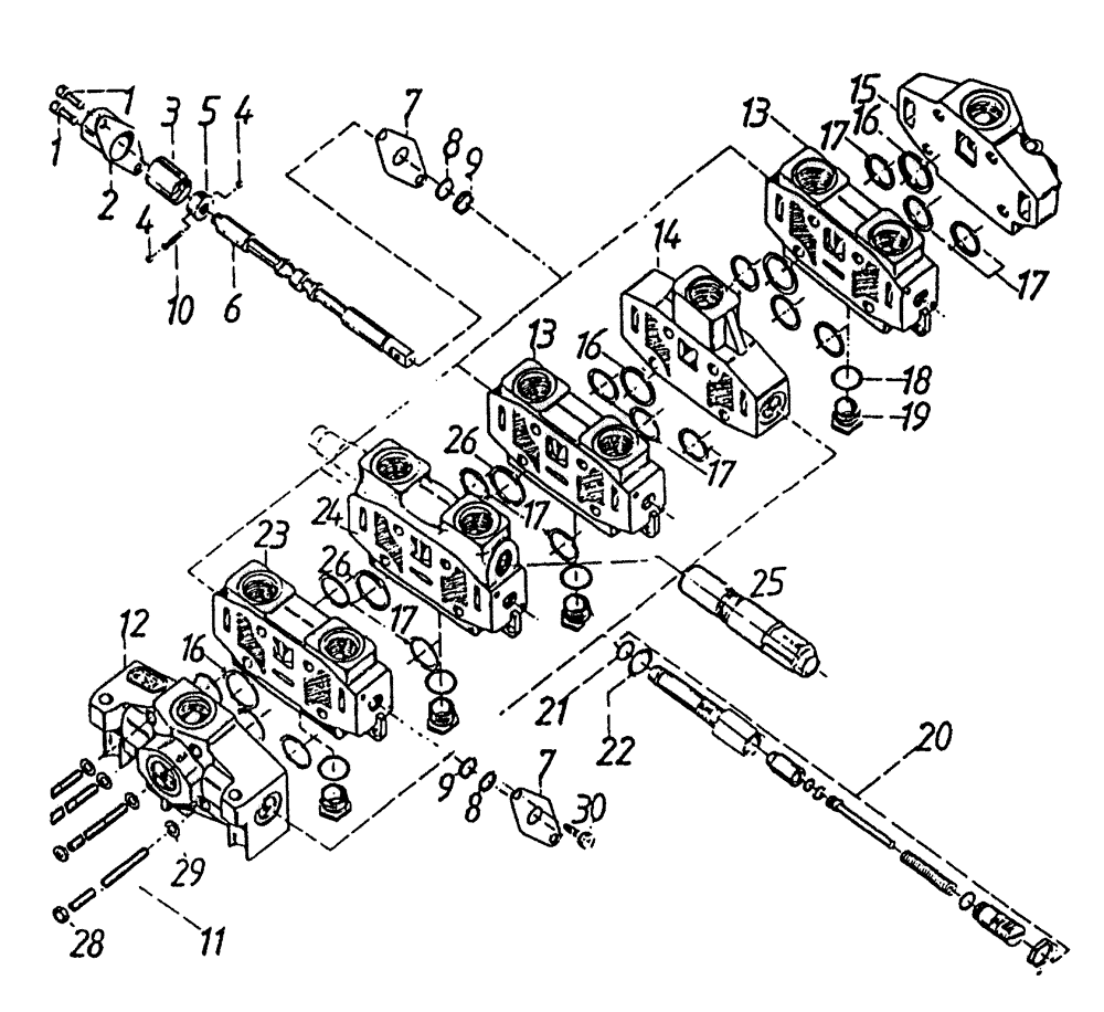 Схема запчастей Case IH 7700 - (B04[00A]) - HYDRAULIC VALVE A20 {STANDARD TOPPER, ELEVATOR AND SIDETRIM KNIVES} Hydraulic Components & Circuits