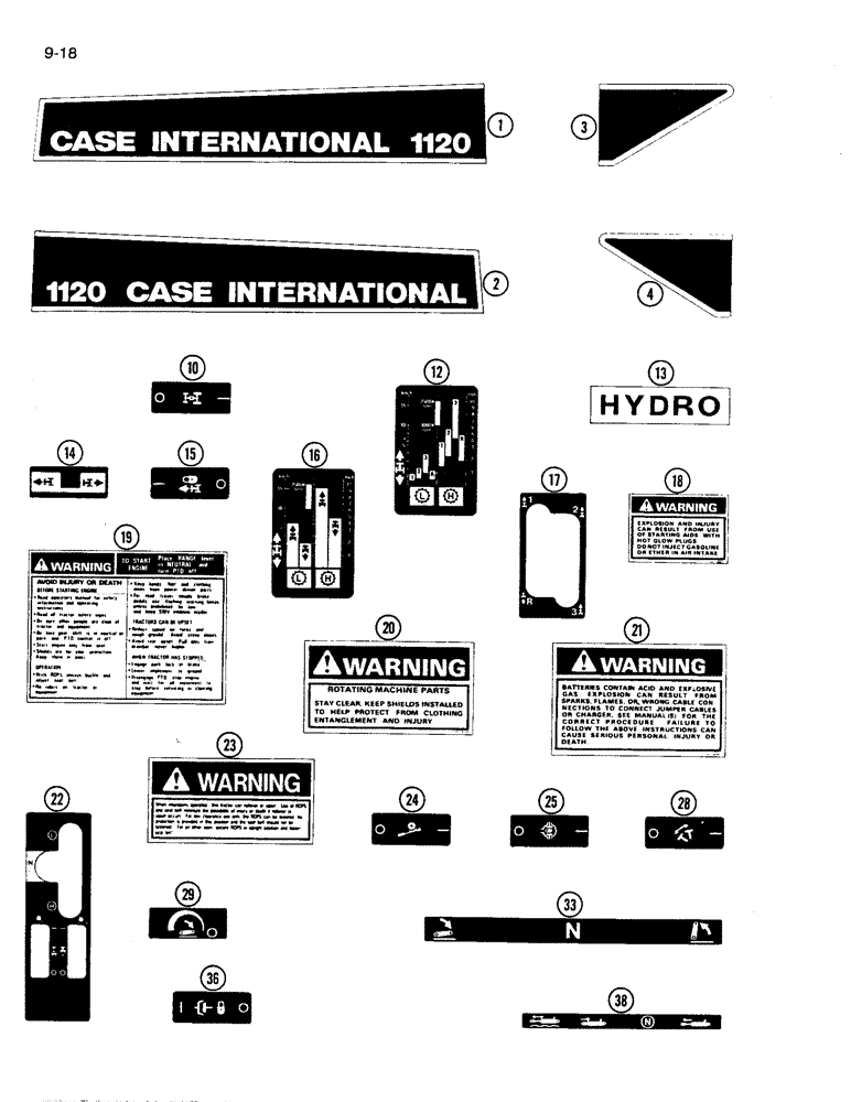 Схема запчастей Case IH 1120 - (9-18) - DECALS (09) - CHASSIS/ATTACHMENTS