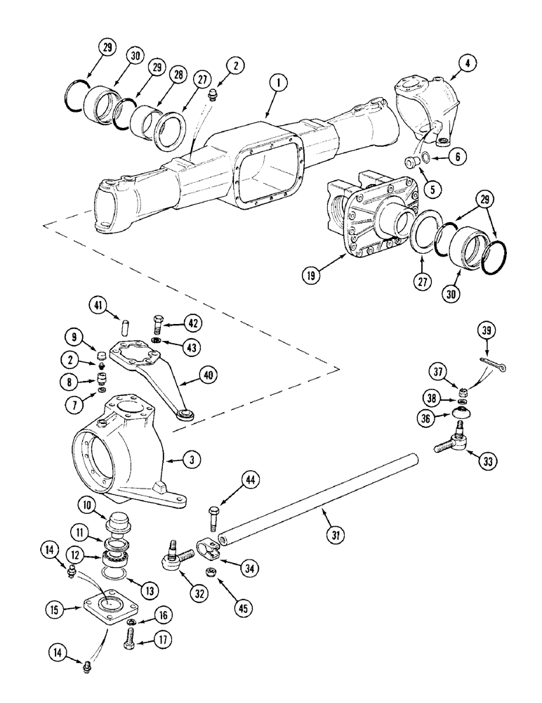 Схема запчастей Case IH 1394 - (5-152) - FRONT AXLE HOUSING, MFD TRACTORS PRIOR TO P.I.N. 11503001 (05) - STEERING