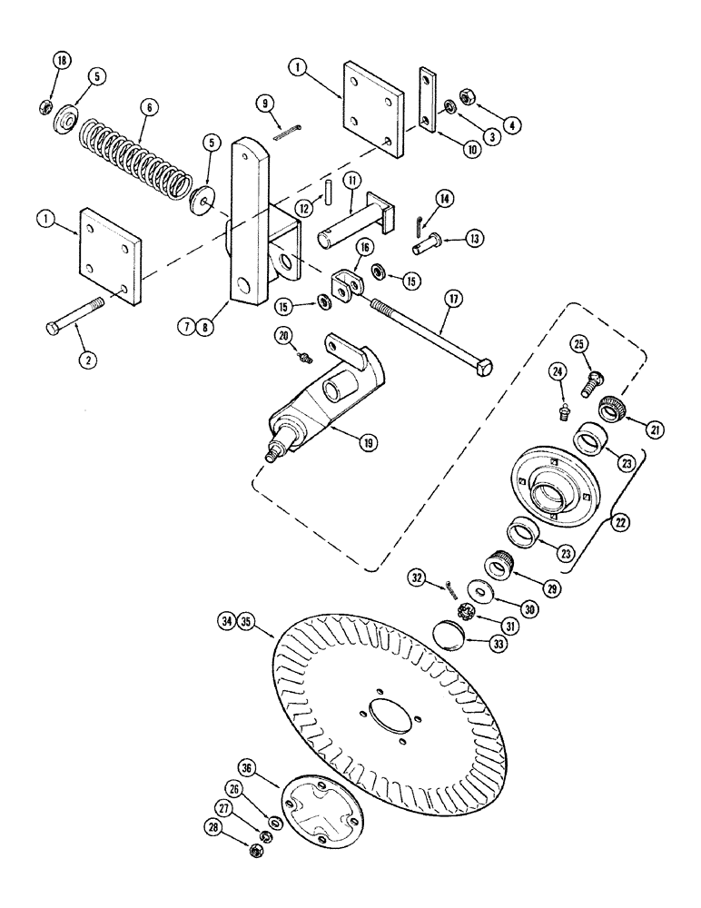 Схема запчастей Case IH 400-SERIES - (64) - CONCAVE CUSHION COULTER, ANTIFRICTION BEARING 