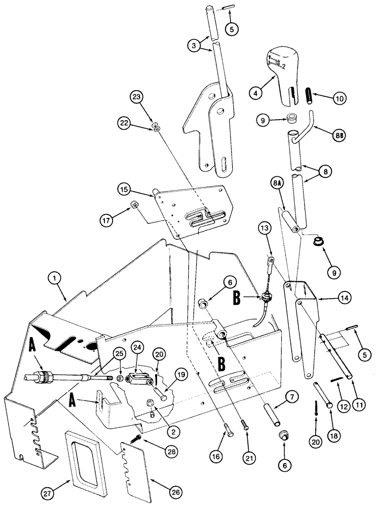 Схема запчастей Case IH 2555 - (06-15) - TRANSMISSION UPPER SHIFT CONTROLS (03) - POWER TRAIN