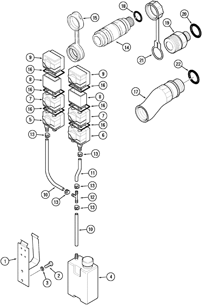 Схема запчастей Case IH MX120 - (08-37) - HYDRAULIC COUPLINGS AND COLLECTORS (08) - HYDRAULICS