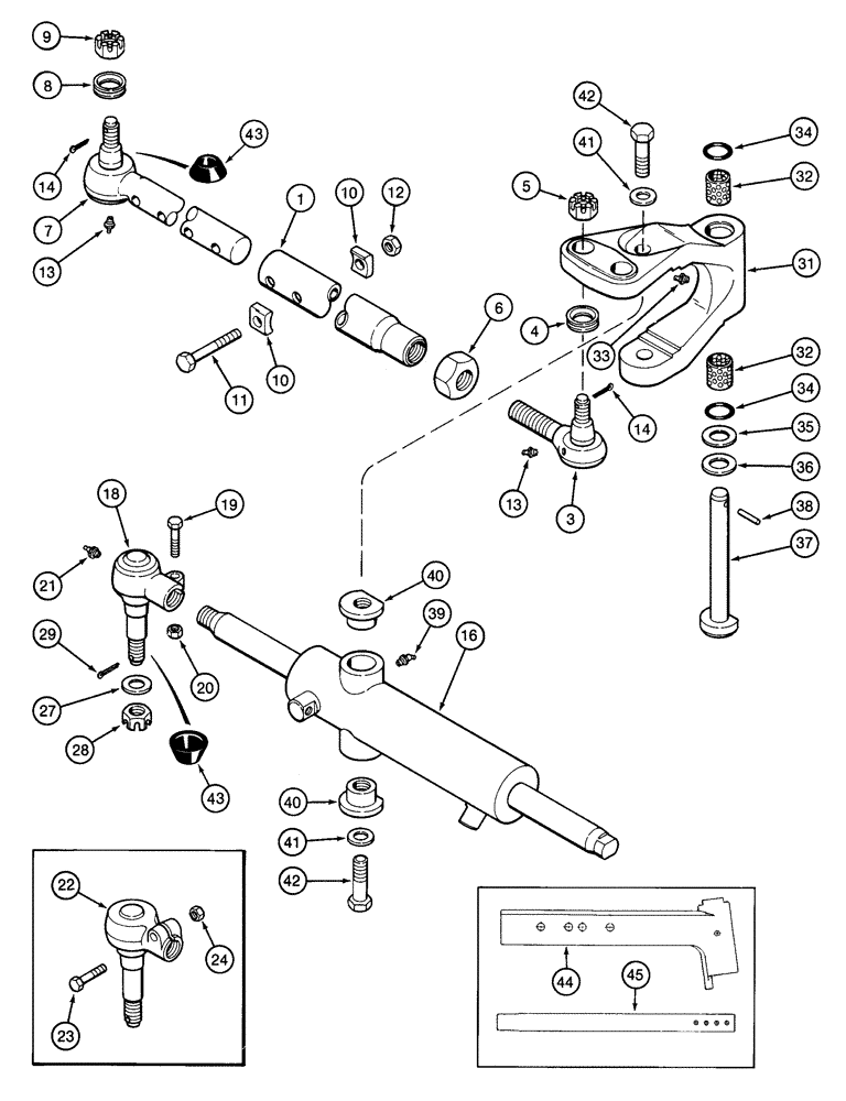 Схема запчастей Case IH 2155 - (5-14) - STEERING AXLE TIE RODS AND STEERING LINKAGE (04) - STEERING