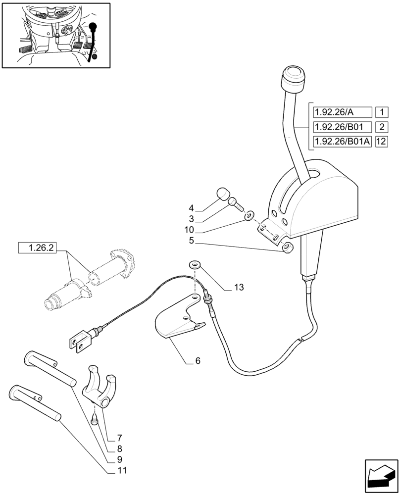 Схема запчастей Case IH JX70 - (1.92.26[02]) - PTO CONTROLS (10) - OPERATORS PLATFORM/CAB