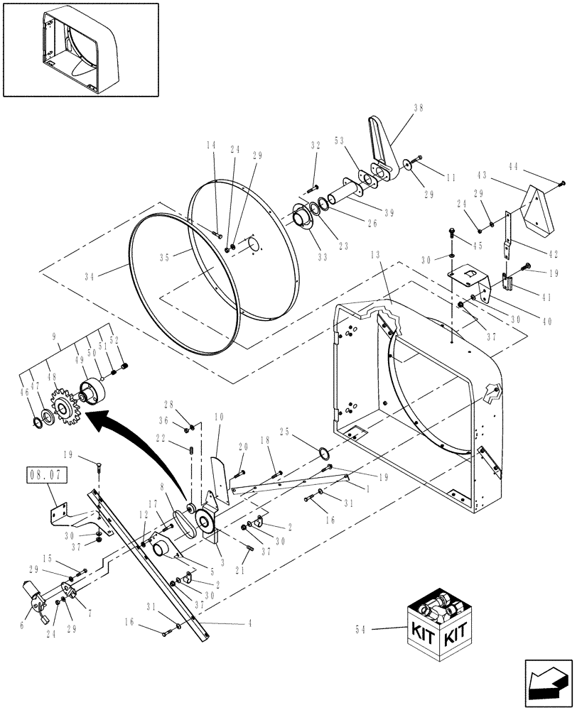 Схема запчастей Case IH WD1203 - (08.06) - ROTARY SCREEN, 4-CYL (08) - SHEET METAL