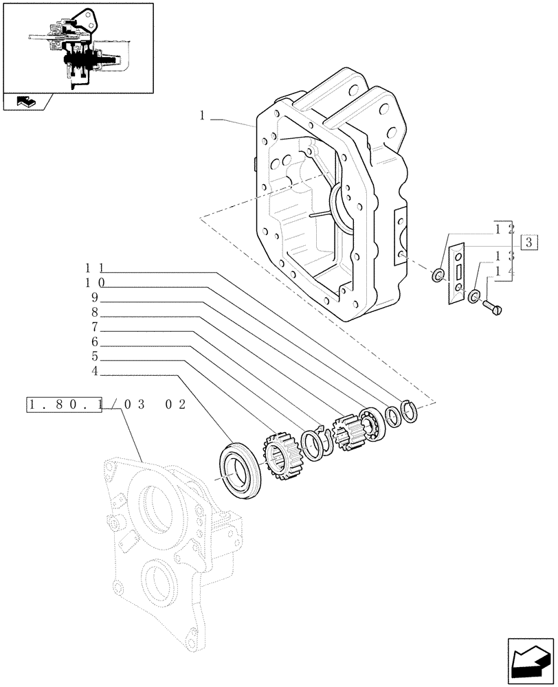 Схема запчастей Case IH PUMA 195 - (1.80.1/03[03]) - (VAR.335) PTO 540E/1000 RPM WITH INTERCHANGEABLE SHAFTS - COVER AND GEARS (07) - HYDRAULIC SYSTEM