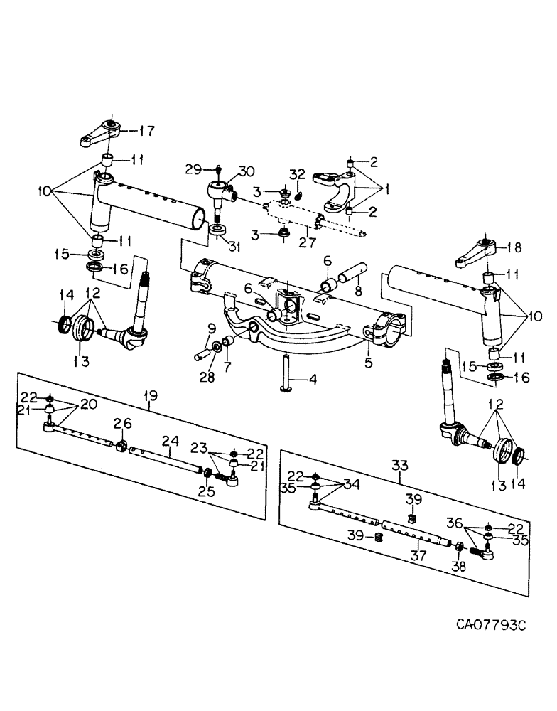 Схема запчастей Case IH 3488 - (14-01) - SUSPENSION, ADJUSTABLE WIDE TREAD FRONT AXLE Suspension