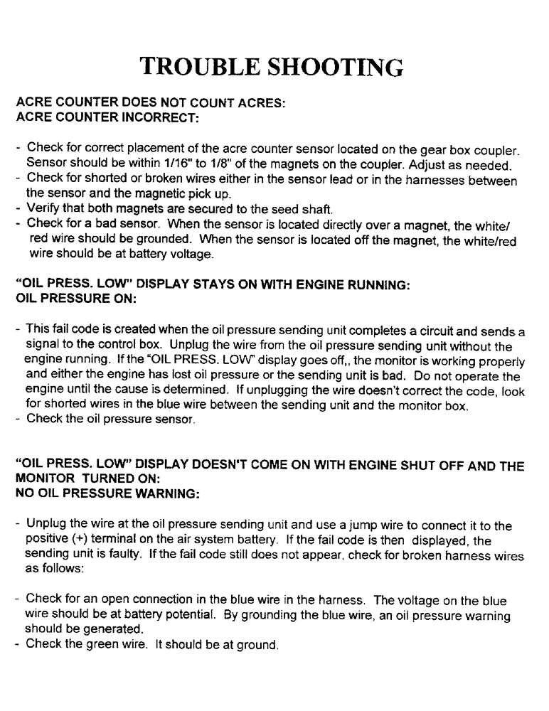 Схема запчастей Case IH 2400 - (C28) - TROUBLE SHOOTING 