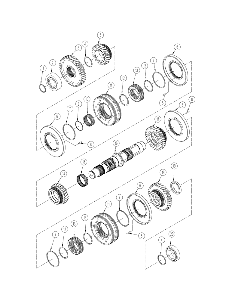 Схема запчастей Case IH STX430 - (06-42) - MANUAL SHIFT TRANSMISSION - THIRD SHAFT ASSEMBLY (06) - POWER TRAIN