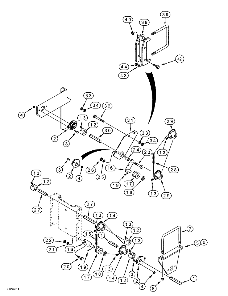 Схема запчастей Case IH 955 - (9A-070) - MAIN DRIVE, RIGHT-HAND WING FRAME, 12/23 SOLID ROW CROP - FRONT FOLD (09) - CHASSIS/ATTACHMENTS