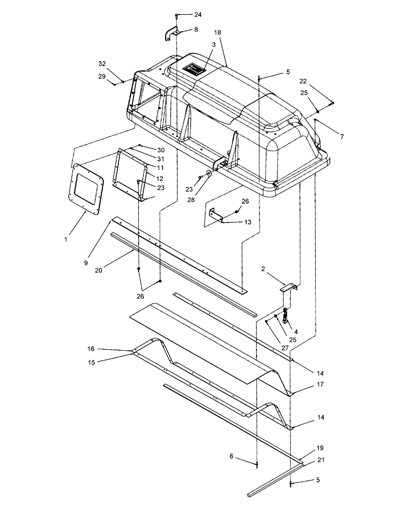 Схема запчастей Case IH GCX19 - (002) - PLASTIC LID ASSEMBLY 