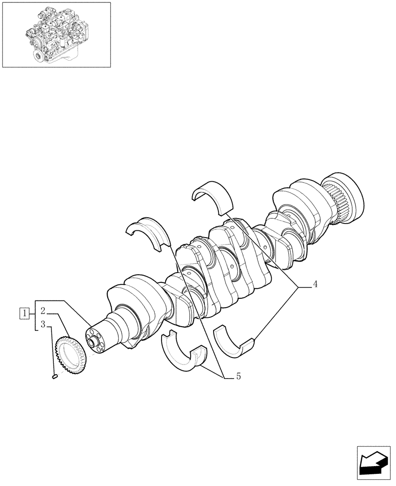 Схема запчастей Case IH P170 - (0.08.0[01]) - CRANKSHAFT (02) - ENGINE