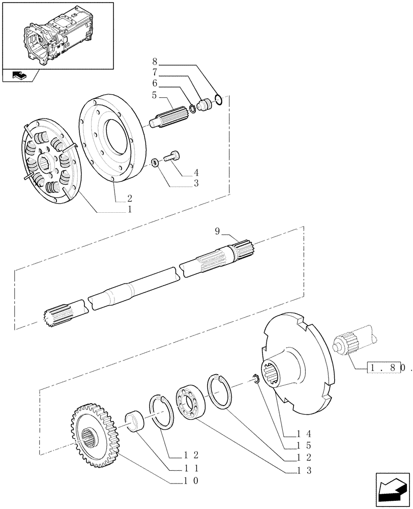 Схема запчастей Case IH PUMA 115 - (1.25.3[02]) - FULL POWER SHIFT - DAMPER AND TRASMISSION / PTO INPUT SHAFT (03) - TRANSMISSION