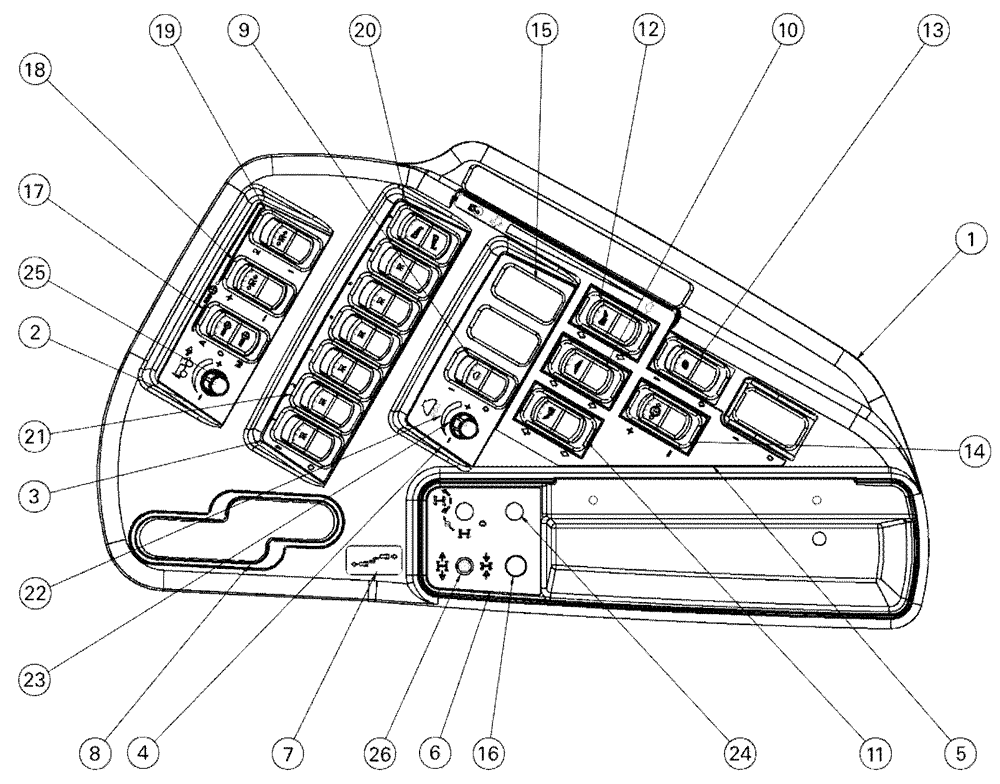 Схема запчастей Case IH SPX4260 - (01-021[01]) - RH COVER ASSEMBLY W/SWITCHES Cab Interior