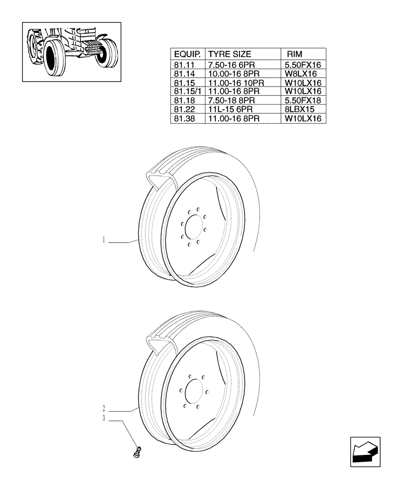 Схема запчастей Case IH MXU100 - (81.00) - 2WD FRONT WHEELS (11) - WHEELS/TRACKS
