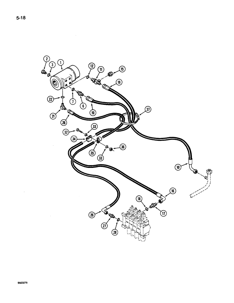 Схема запчастей Case IH 9250 - (5-018) - STEERING SYSTEM HYDRAULICS, CONTROL VALVE TO STEERING CONTROL VALVE, PRIOR TO P.I.N. JCB0028400 (05) - STEERING