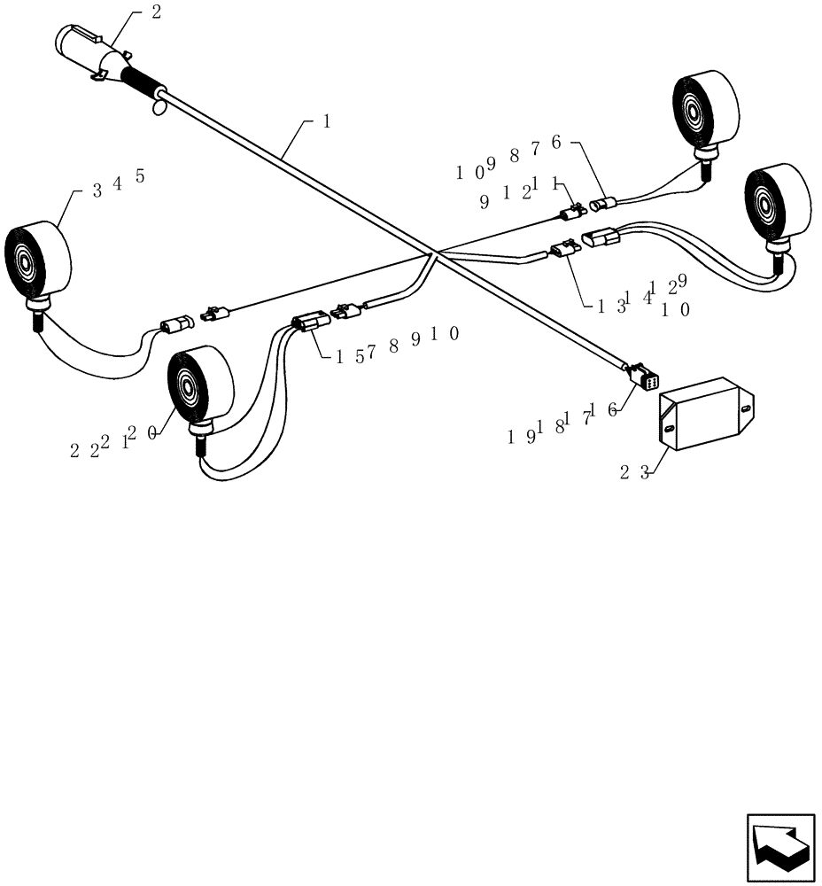Схема запчастей Case IH SRX100 - (A.40.A[03]) - SAFETY - ELECTRICAL LIGHTING (2ND SERIAL NO. RANGE) A - Distribution Systems