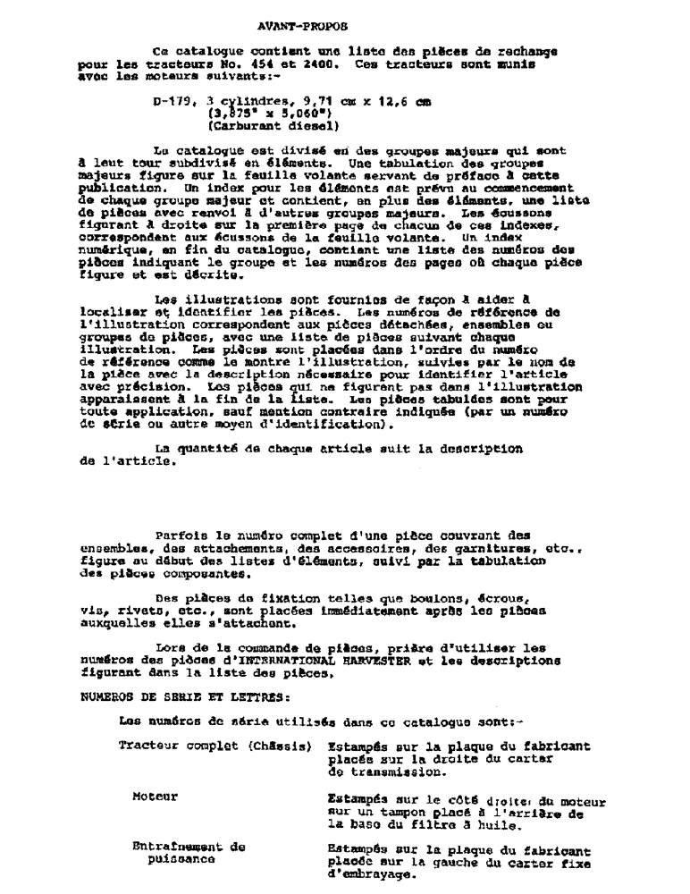 Схема запчастей Case IH 454 - (0-I) - INTRODUCTION (00) - GENERAL