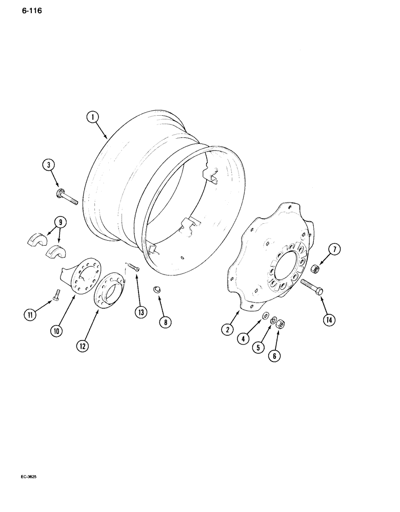 Схема запчастей Case IH 995 - (6-116) - REAR WHEELS, 30 INCH HEAVY DUTY WHEELS (06) - POWER TRAIN