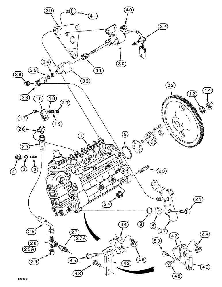 Схема запчастей Case IH 6591T - (3-14) - FUEL INJECTION PUMP AND DRIVE, 6T-590 AND 6TA-590 EMISSIONS CERTIFIED ENGINE 