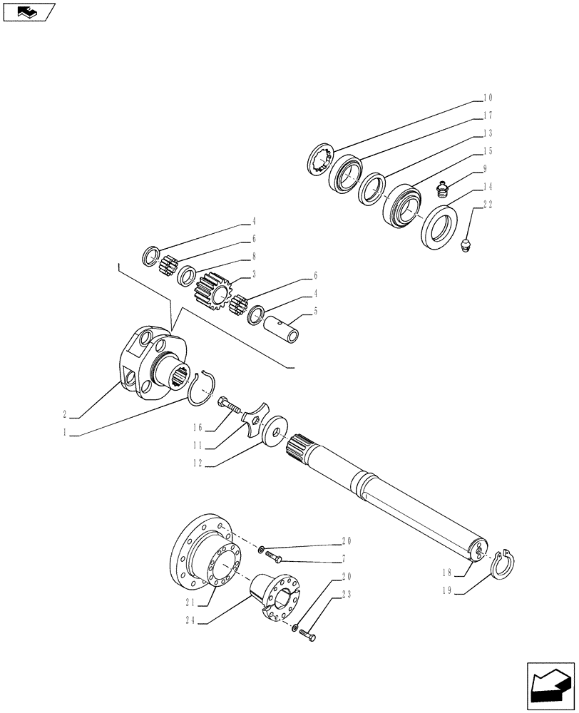 Схема запчастей Case IH PUMA 200 - (27.120.0301) - BAR AXLE 119" - GEARS AND SHAFT (VAR.728181-729181 / 743605) (27) - REAR AXLE SYSTEM
