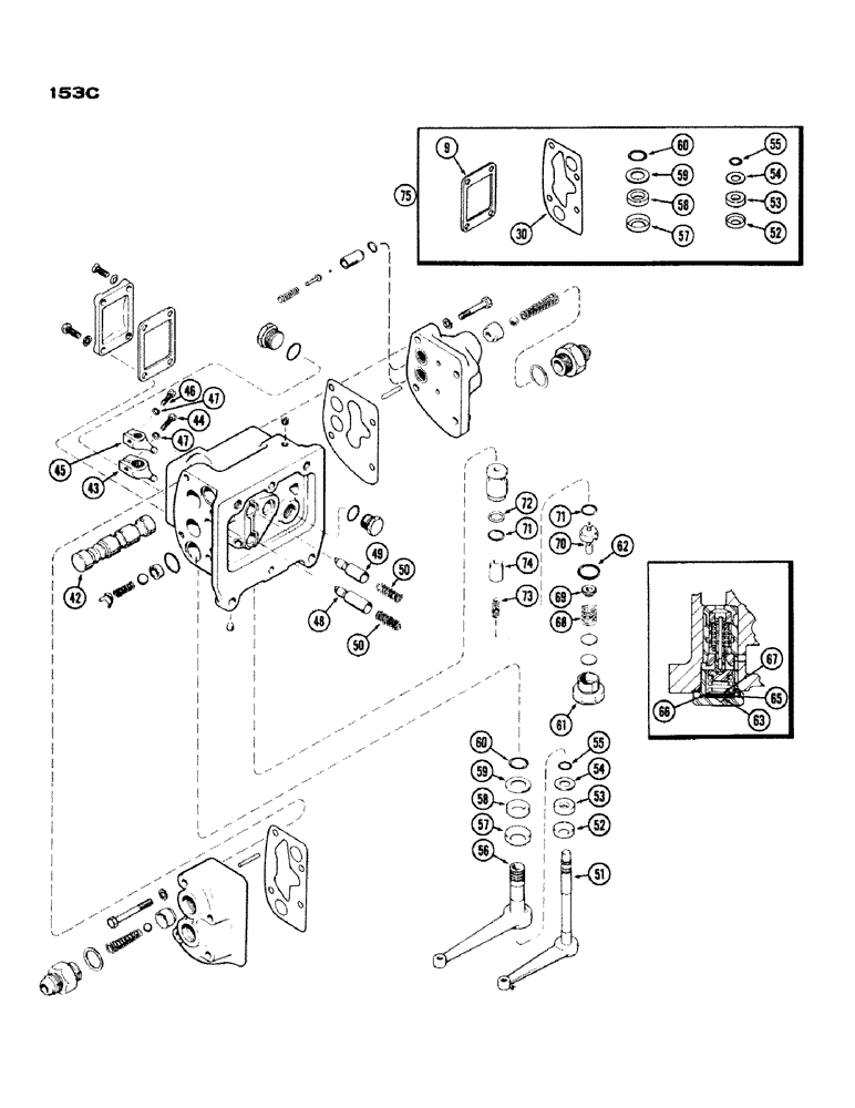 Схема запчастей Case IH 1200 - (153C) - A34896 AUXILIARY VALVE, CONTINUED, FIRST TRACTOR SERIAL NUMBER 9806321 (08) - HYDRAULICS