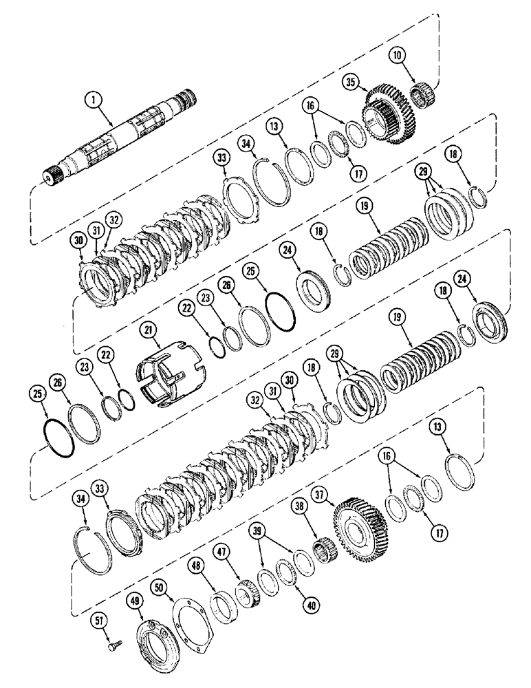 Схема запчастей Case IH 8910 - (6-016) - TRANSMISSION SPEED, OUTPUT SHAFT AND REAR CLUTCH (06) - POWER TRAIN