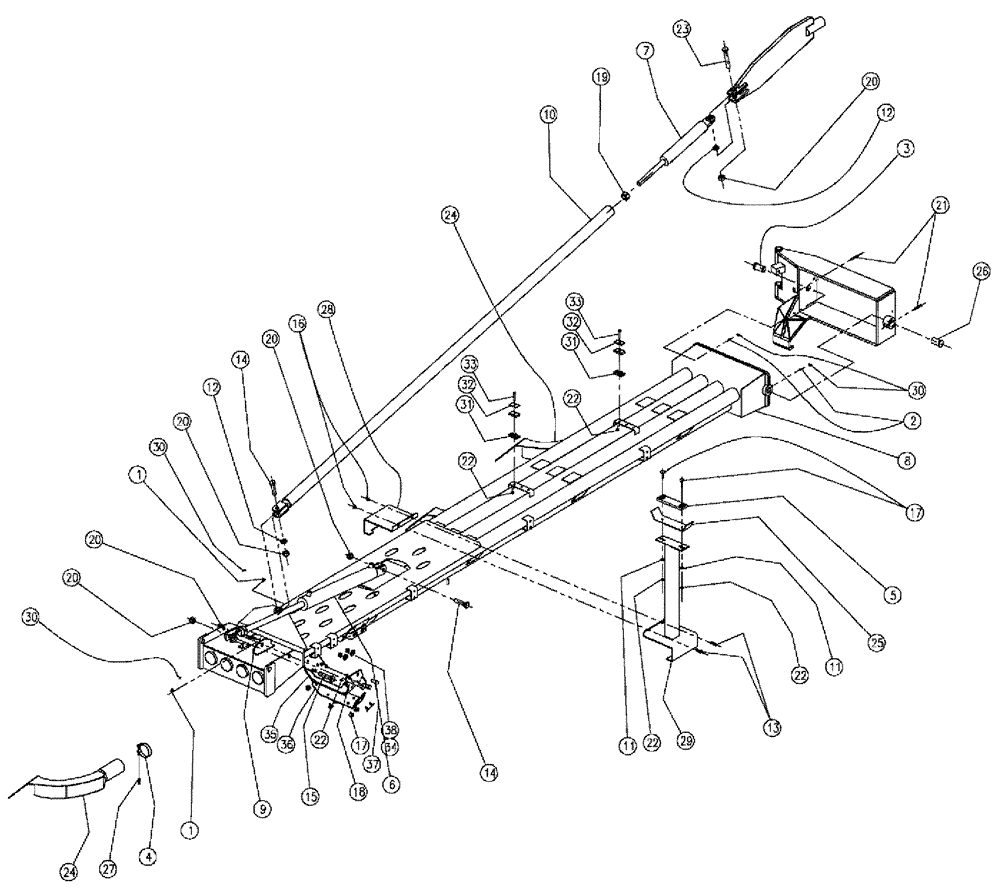 Схема запчастей Case IH 810 - (04-007) - BOOM GROUP, 3.0", 60, INNER, RH Boom Group