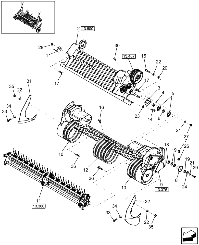 Схема запчастей Case IH RBX453 - (13.305) - 1.8M SINGLE CAM WIDE PICKUP & STUFFER FEEDER, NORTH AMERICA (13) - FEEDER
