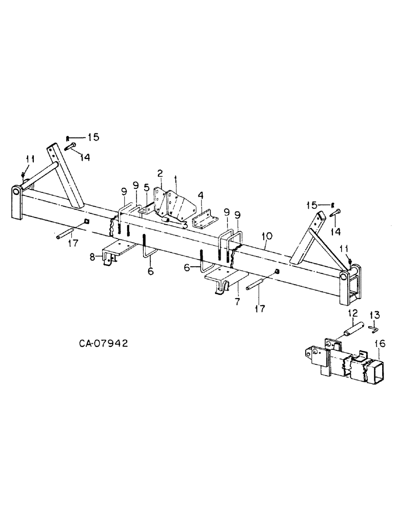 Схема запчастей Case IH 92 - (YB-16) - FOLDING FRAME W/HITCH, FLEX OR NON-FLEX FOR MIDDLEBUSTER & PLANTER 