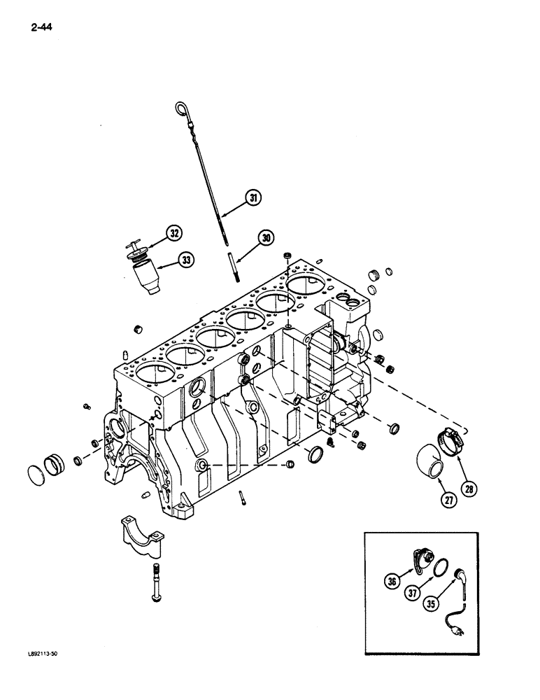 Схема запчастей Case IH 9110 - (2-44) - CYLINDER BLOCK, 6T-830 ENGINE, 6TA-830 ENGINE, [CONT] (02) - ENGINE