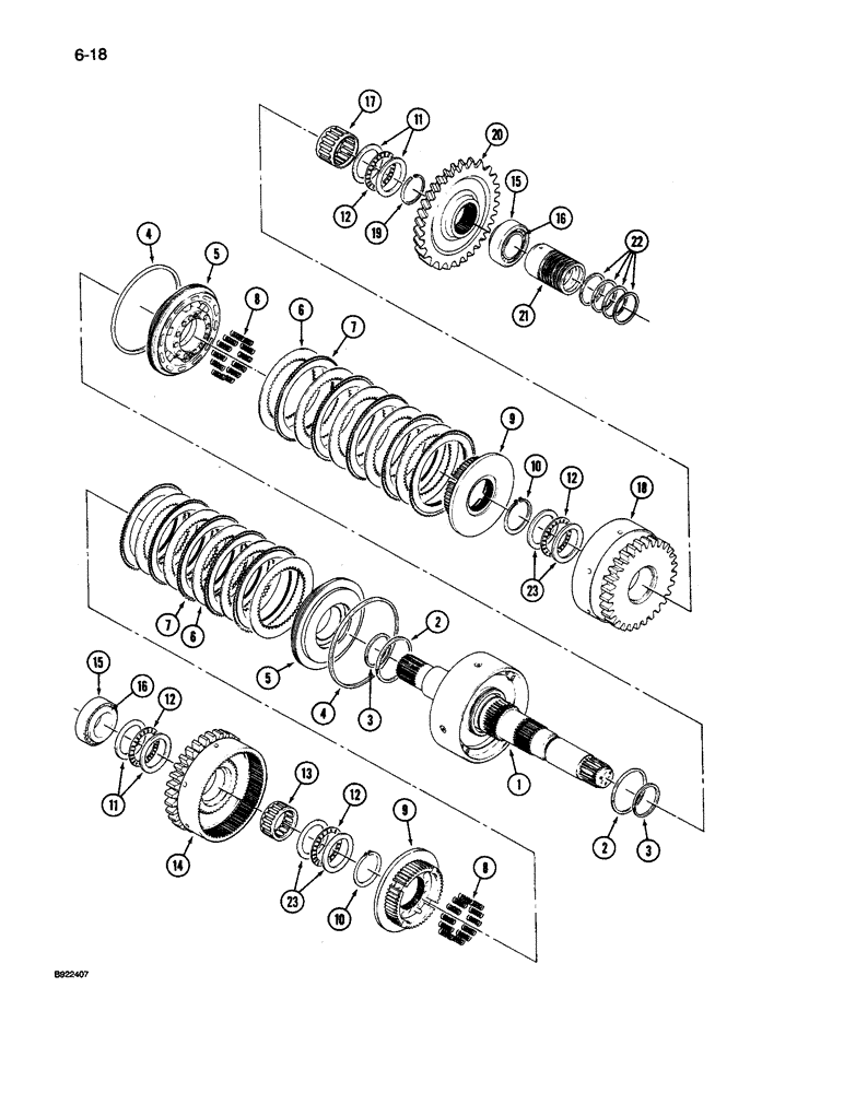 Схема запчастей Case IH 9260 - (6-018) - TRANSMISSION, 7 INCH INPUT CLUTCH PACK (06) - POWER TRAIN