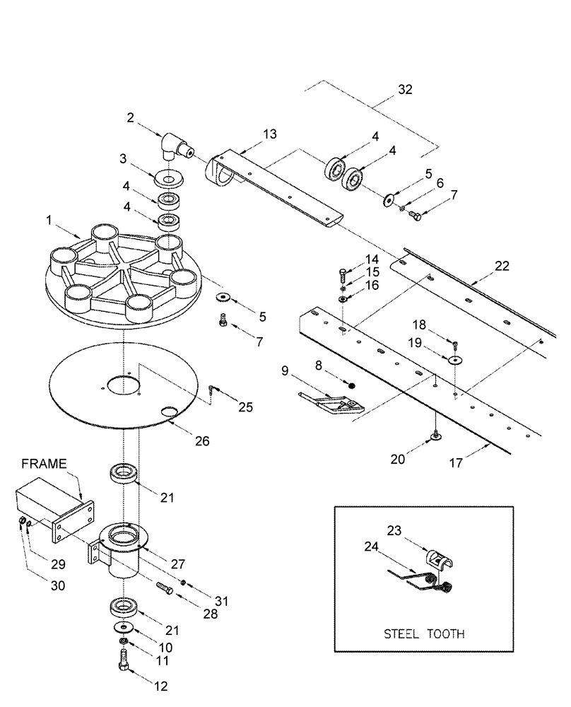 Схема запчастей Case IH 2016 - (20.23) - ROTOR IDLER END, RAKE TYPE (60) - PRODUCT FEEDING