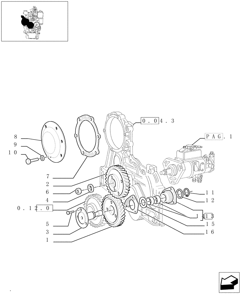 Схема запчастей Case IH JX95 - (0.14.0/02[02]) - FUEL INJECTION PUMP DRIVE GEARS (BEFORE S/N 13286) (01) - ENGINE