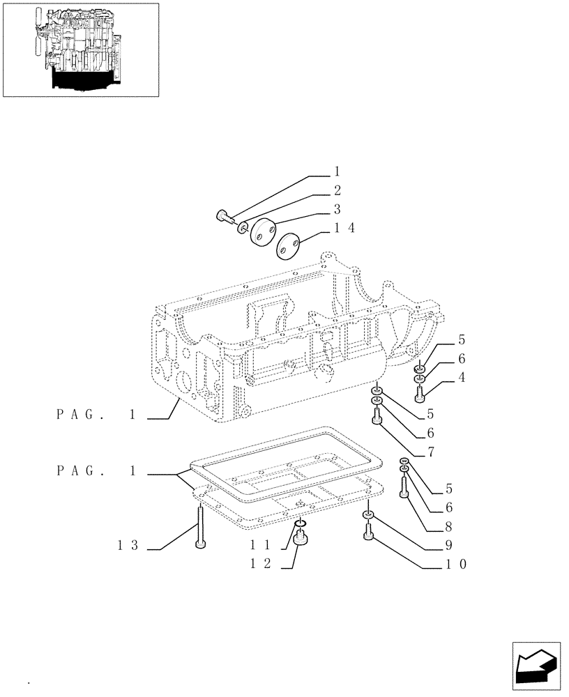 Схема запчастей Case IH JX95 - (0.04.2/01[02]) - OIL SUMP (01) - ENGINE