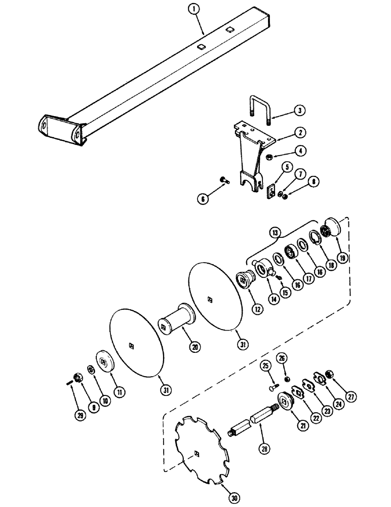 Схема запчастей Case IH E30 - (068) - FRONT LEFT WING GANG, 10-1/2 INCH (266.7 MM) SPACING, MODEL 11-339 
