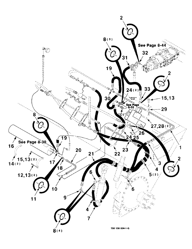 Схема запчастей Case IH 8850 - (08-28) - HEADER LIFT HYDRAULIC ASSEMBLY, LEFT (08) - HYDRAULICS