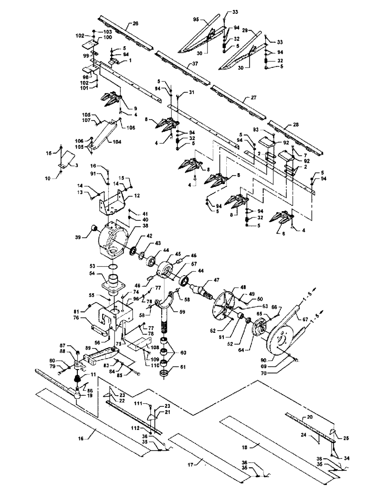 Схема запчастей Case IH 1030 - (1-02[01]) - KNIVES AND FINGERS (58) - ATTACHMENTS/HEADERS