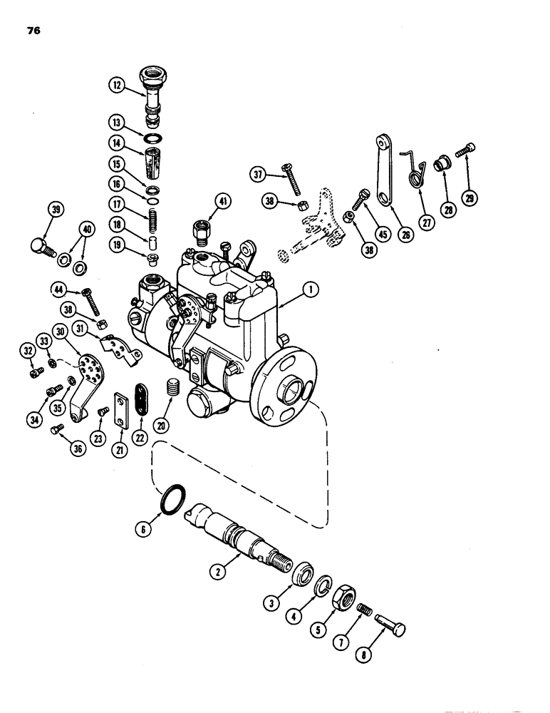 Схема запчастей Case IH 1835 - (076) - FUEL INJECTION PUMP ASSEMBLY, 188 DIESEL ENGINE (03) - FUEL SYSTEM