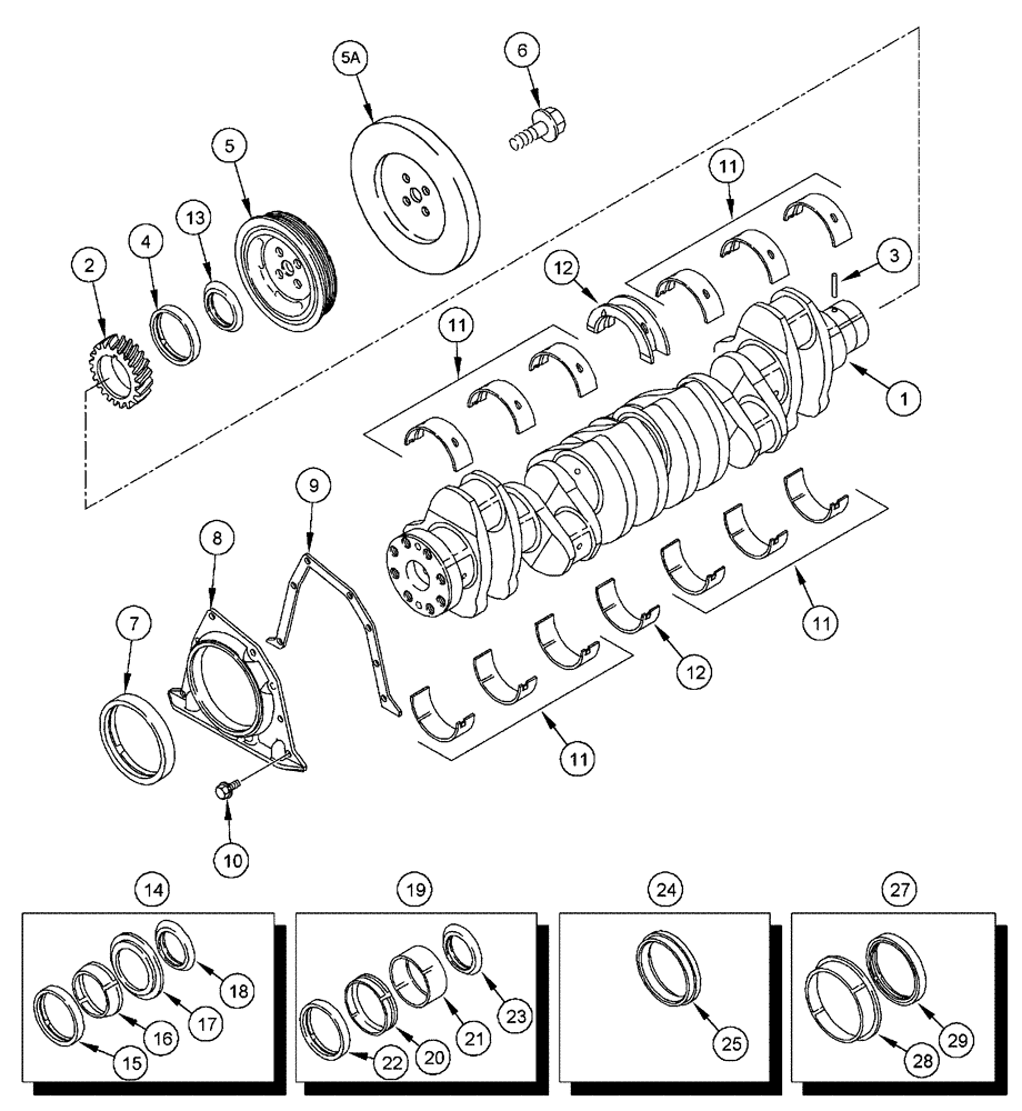 Схема запчастей Case IH FLX3010 - (02-058) - CRANKSHAFT, FLX 3510 (01) - ENGINE