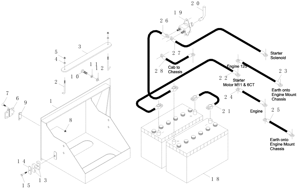 Схема запчастей Case IH A7000 - (A13.01[01]) - Battery and Cables {DS11/M11} (06) - ELECTRICAL